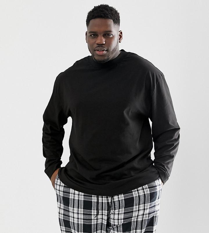 Collusion Plus Regular Fit Long Sleeve T-shirt In Black