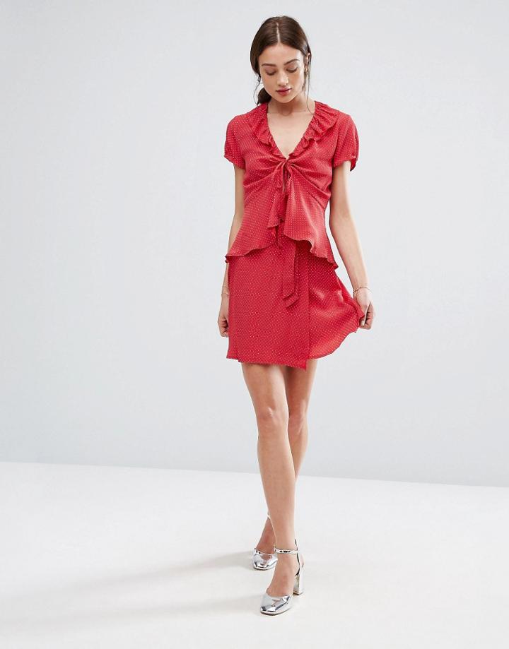 Newlily Wrap Around Mini Skirt - Red