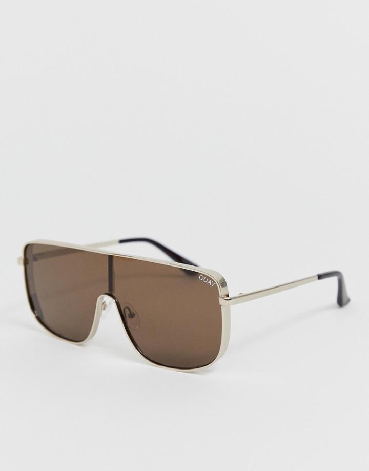 Quay Australia Eclipse Sunglasses In Gold - Gold