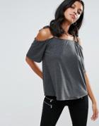 Vero Moda Cold Shoulder Top - Gray