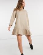 New Look Drop Hem Sweatshirt Dress In Camel-brown