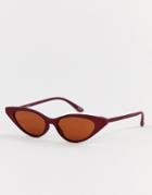 Asos Design Cat Eye Sunglasses In Matt Red - Red