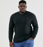 Farah Dennis Slim Fit Long Sleeve Logo T-shirt In Black - Black
