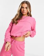 Na-kd Organic Cotton Set Cropped Drawstring Sweatshirt In Pink