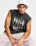 Night Addict Infa Tank In Acid Wash-grey