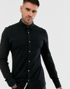Only & Sons Slim Pique Cotton Shirt-black