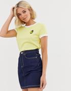 Brave Soul T Shirt With Embellished Pineapple - Yellow