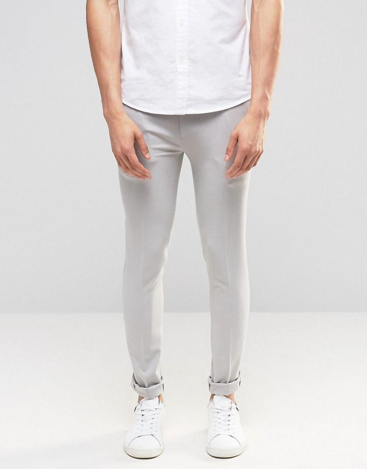 Asos Extreme Super Skinny Smart Pants In Pale Gray - Gray
