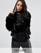 Story Of Lola Oversized Faux Fur Bomber Jacket - Black