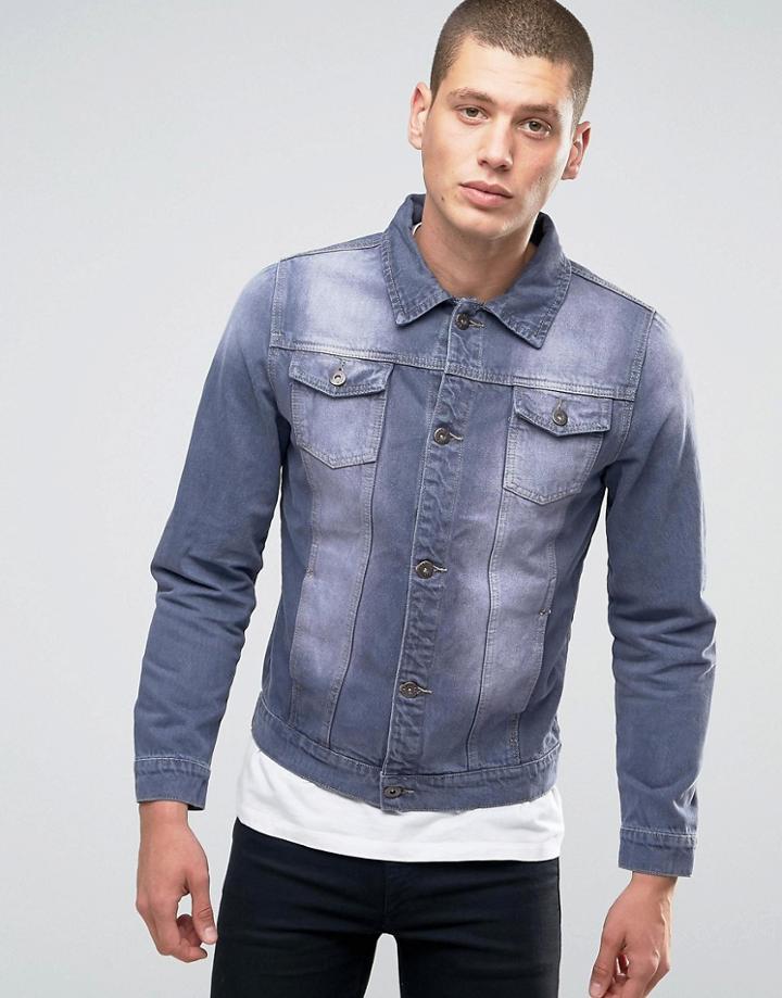 Liquor & Poker Grey Denim Trucker Jacket - Gray