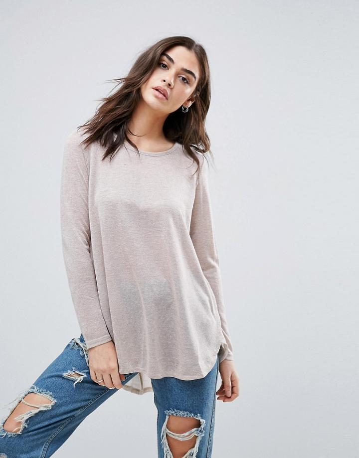 Qed London Long Sleeve Top - Beige