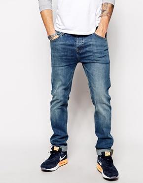 Asos Stretch Slim Jeans In Mid Wash - Blue