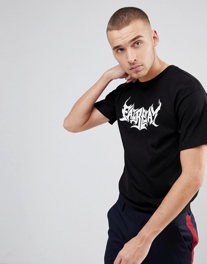 Fairplay T-shirt With Flame Logo - Black