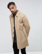 Asos Shower Resistant Single Breasted Trench In Stone - Stone