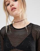 Asos Basic Double Cord Choker Necklace - Red
