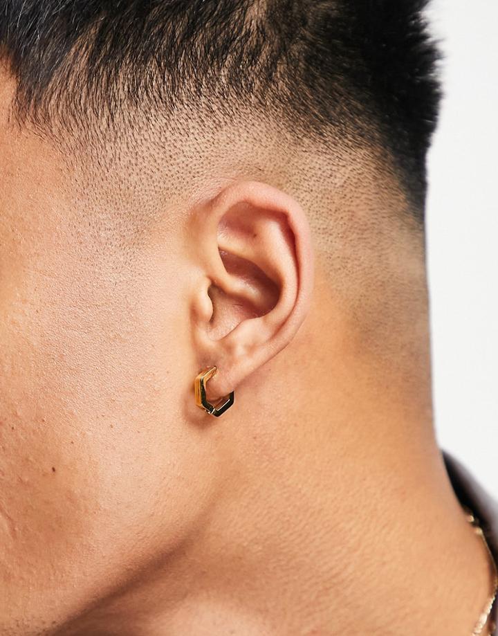 Icon Brand Stainless Steel Rounded Hex Hoops In Gold