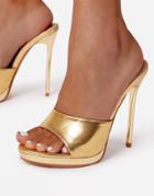 Ego X Jess Hunt High Heel Mule Sandals In Gold-black