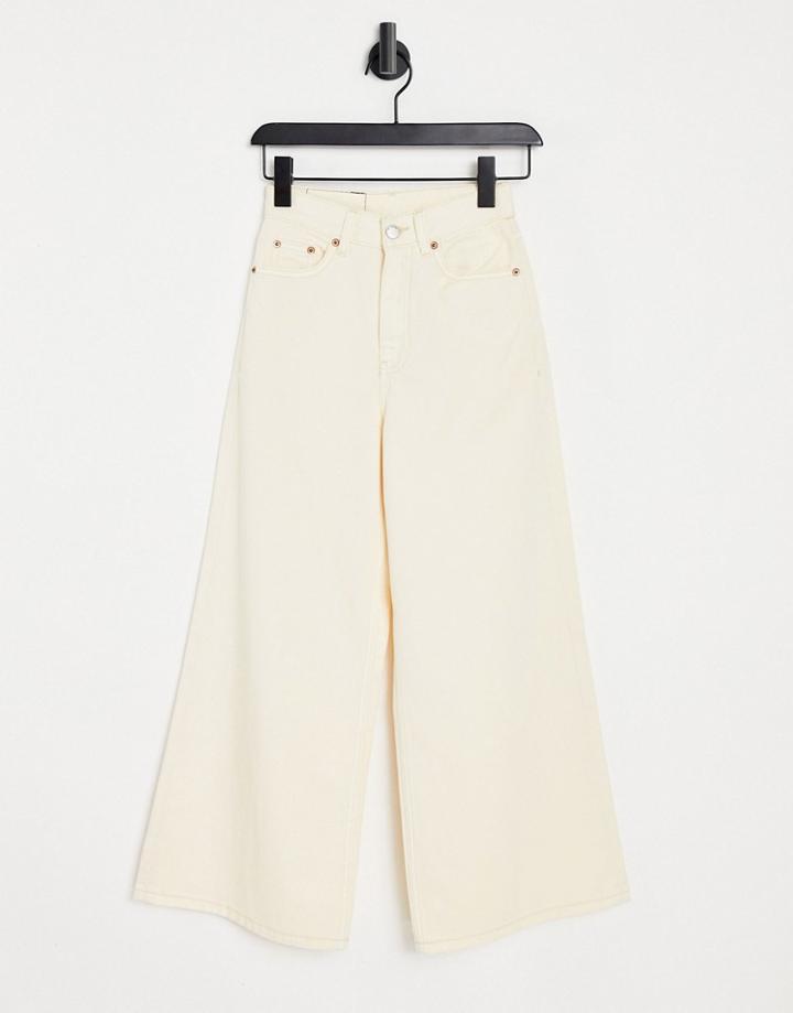 Dr Denim Li Straight Leg Mid Rise Jeans In Light Ecru-white