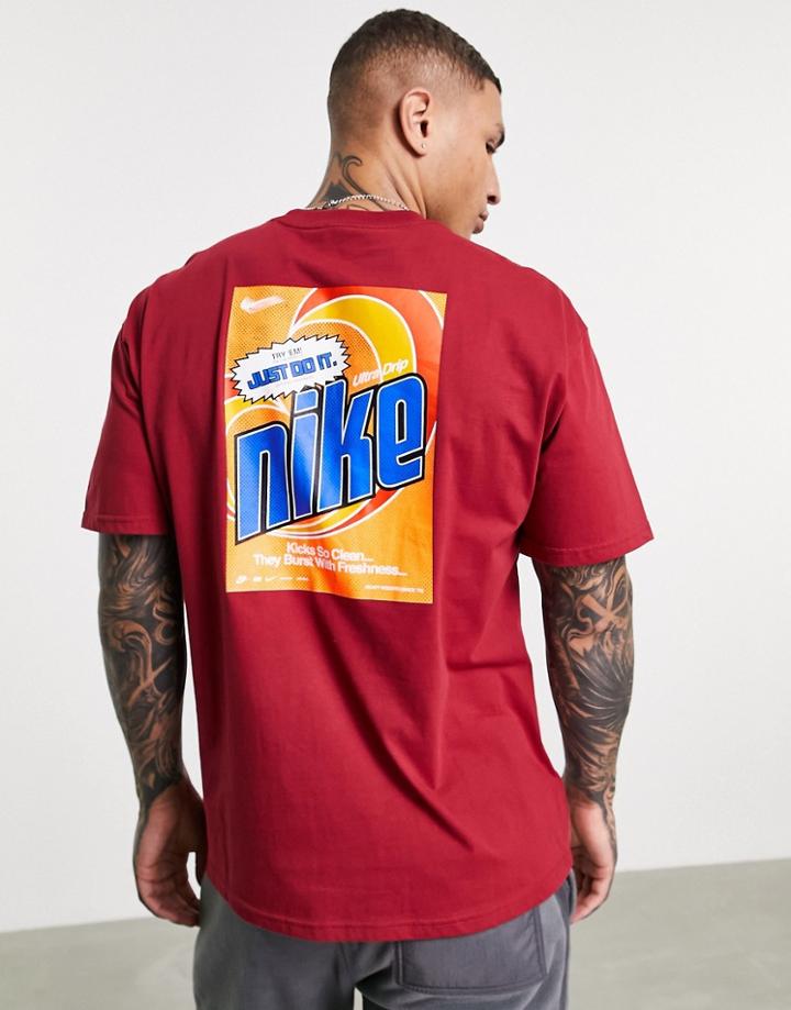 Nike Keep It Clean Graphic Back Print T-shirt In Burgundy-red