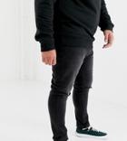 Asos Design Plus 12.5oz Super Skinny Jeans In Black With Knee Rips - Black