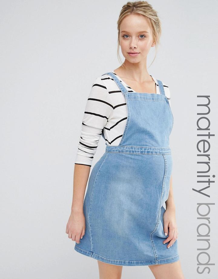 New Look Maternity Denim Pinny Dress - Blue