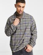 Topman Funnel Neck Jacket In Blue And Stone Check-multi
