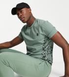 South Beach Man T-shirt With Printed Panel In Khaki-green