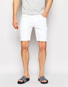 Asos Skinny Denim Shorts In White - White