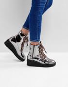 Asos Racer Chunky Hiker Boots - Silver