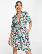 Pieces Shirt Romper In Bright Floral-multi