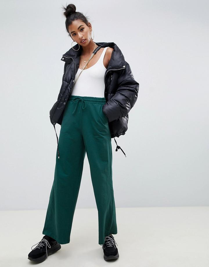 Asos Design Basic Wide Leg Joggers - Green