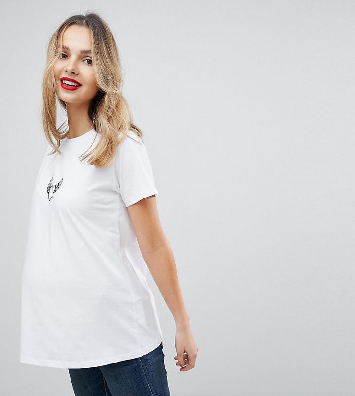 Asos Maternity Valentines T-shirt With Tattoo Heart - White