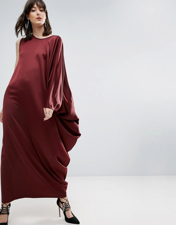 Asos White Drape Side Maxi Dress - Red