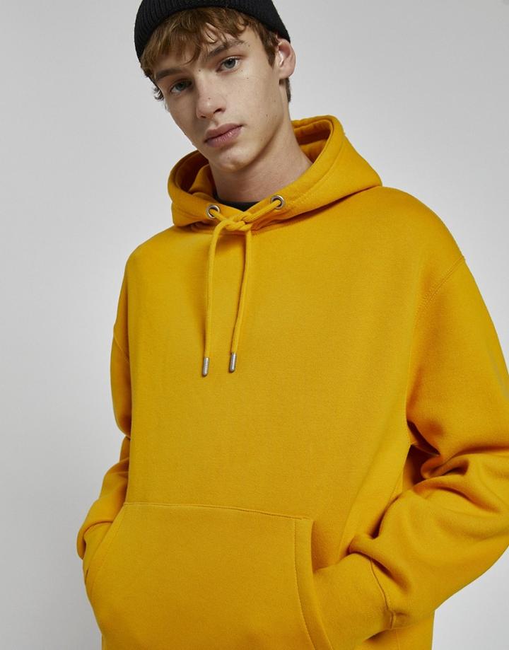 Pull & Bear Join Life Hoodie In Yellow