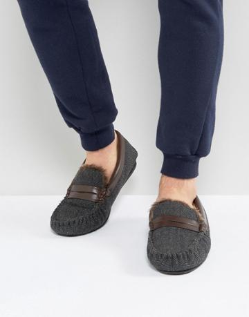 Dunlop Herringbone Slippers - Brown
