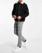 Topman Skinny Checked Pants In Black And White