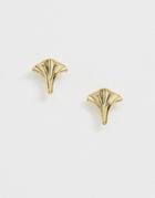 Pieces Fan Stud Earrings - Gold