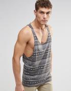 Asos Tank With Geo-tribal Print And Extreme Racer Back - Multi