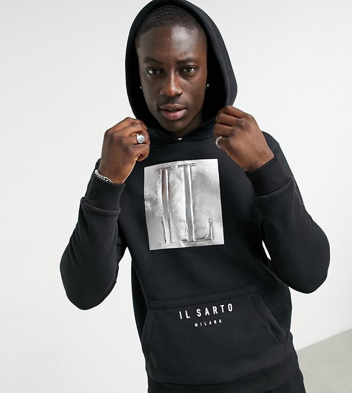 Il Sarto Metallic Box Logo Hoodie-black