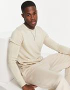 French Connection Soft Touch Logo Crew Neck Sweater In Stone-neutral