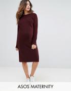 Asos Maternity Sweater Dress In Ripple Stitch - Red