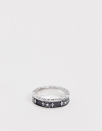 Seven London Black Band Ring - Silver
