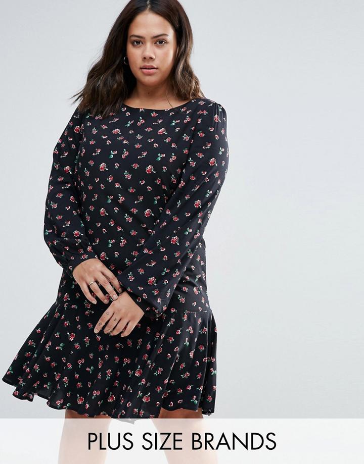 Alice & You Long Sleeve Rose Printed Skater Dress - Multi