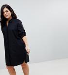 Asos Design Curve Cotton Mini Shirt Dress-black