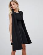 Wal G Duster Vest With Split Sides - Black