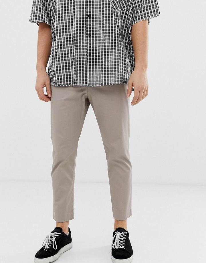 Allsaints Cropped Tapered Chino In Stone