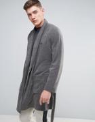 Asos Shawl Neck Towelling Robe With Logo - Gray