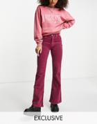 Reclaimed Vintage Inspired 99 Flare Jean In Raspberry Cord-pink