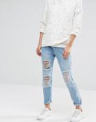 Liquor And Poker Ripped Slim Mom Jean - Blue