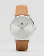 Asos Watch With Leather Strap In Light Tan - Tan